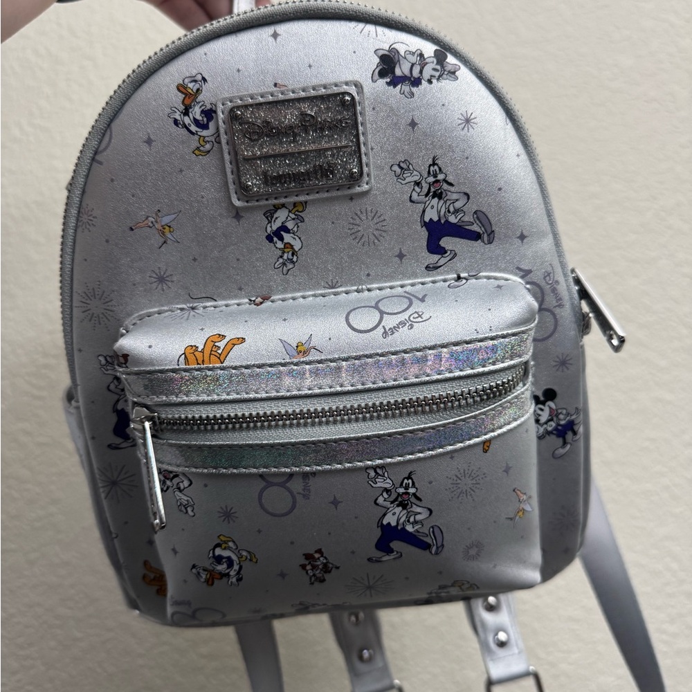 Disney 100th Anniversary Silver Character Print Loungefly Backpack